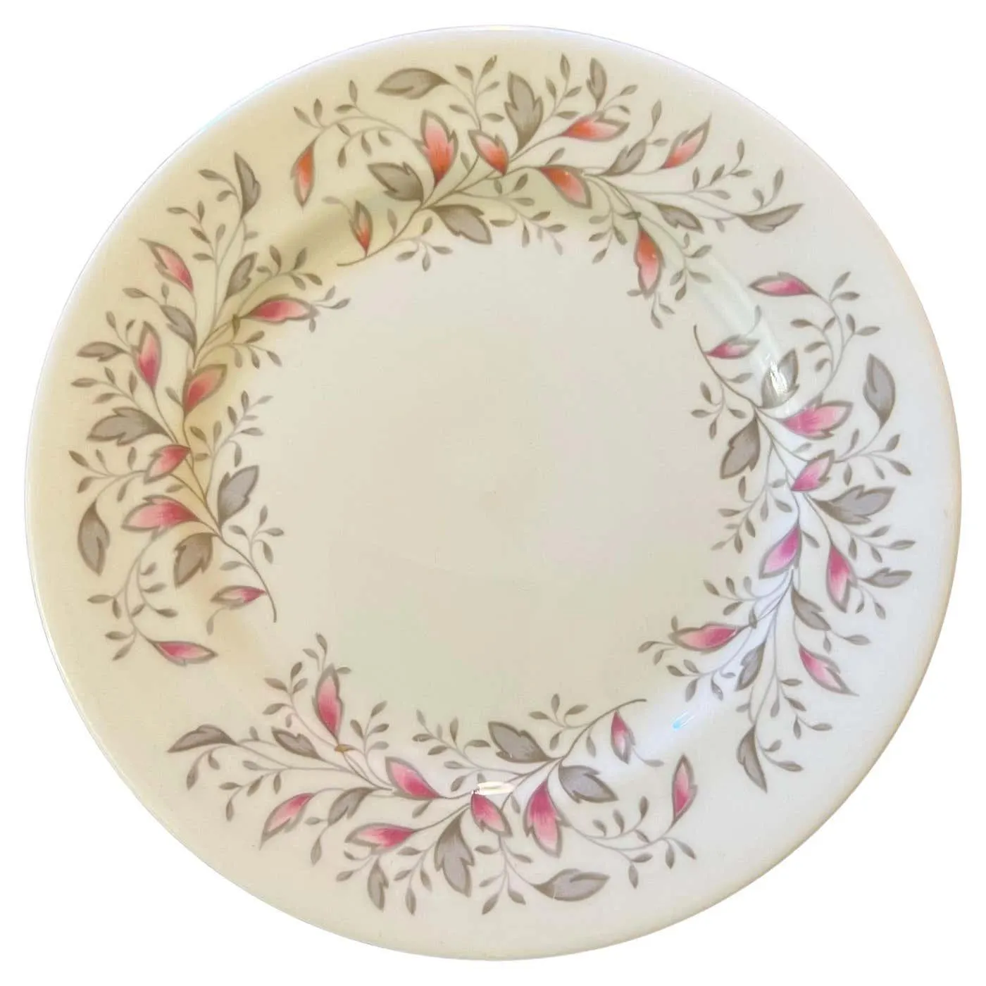 Queen Anne Pink Grey Leaves Print Side Plate