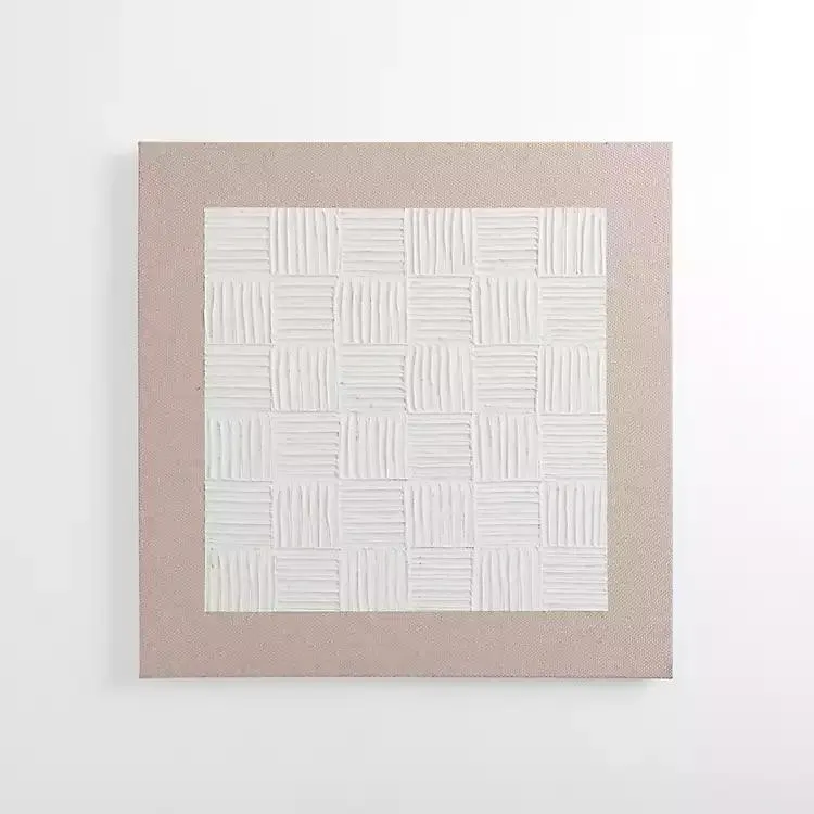 White Raked Checkered Canvas Art Print
