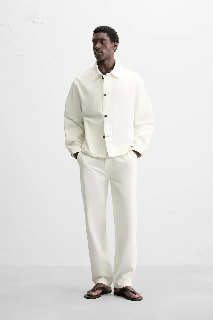 BOXY FIT HERRINGBONE OVERSHIRT