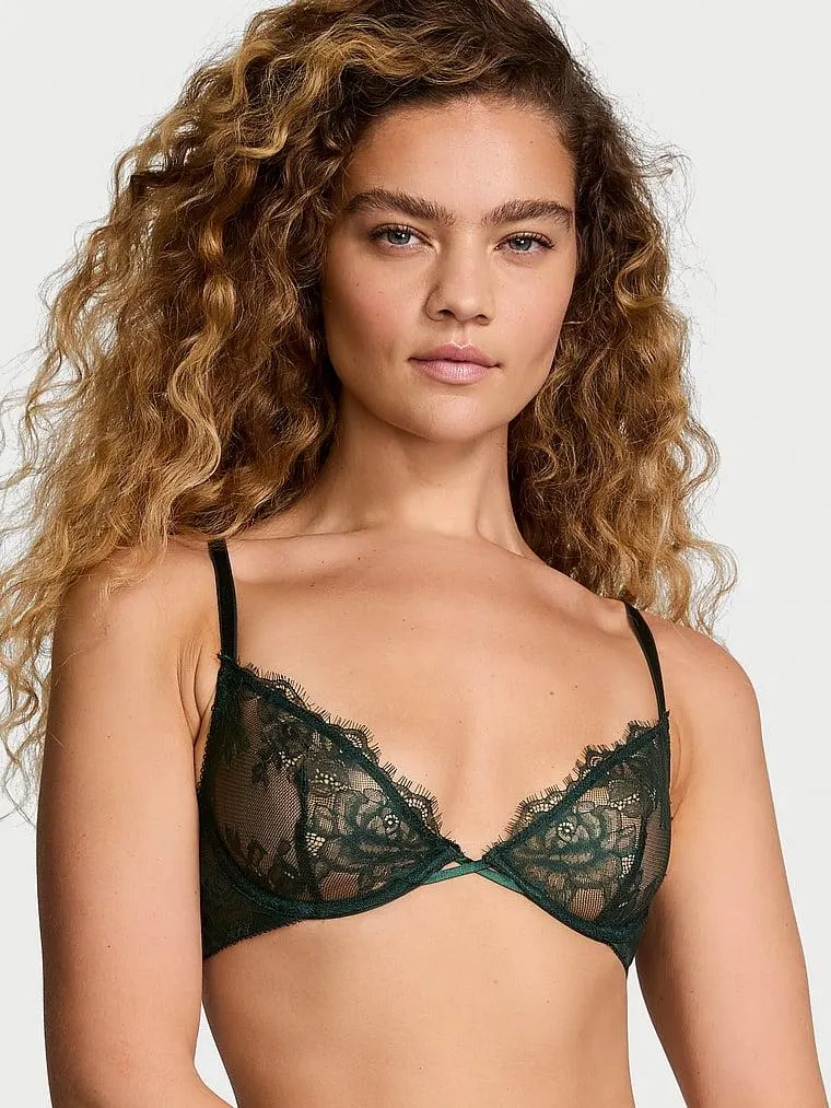 Rose Lace Unlined Low-Cut Demi Bra