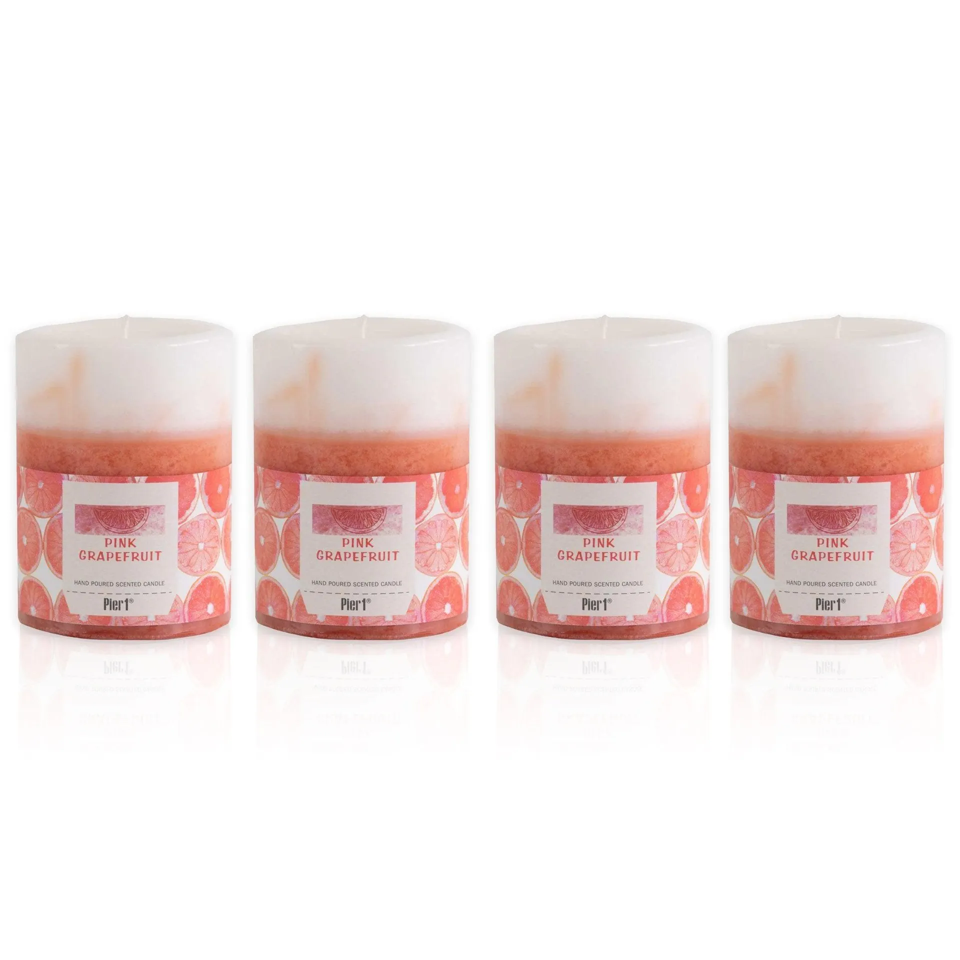 Pier 1 Pink Grapefruit 3x4 Layered Set of 4 Pillar Candles
