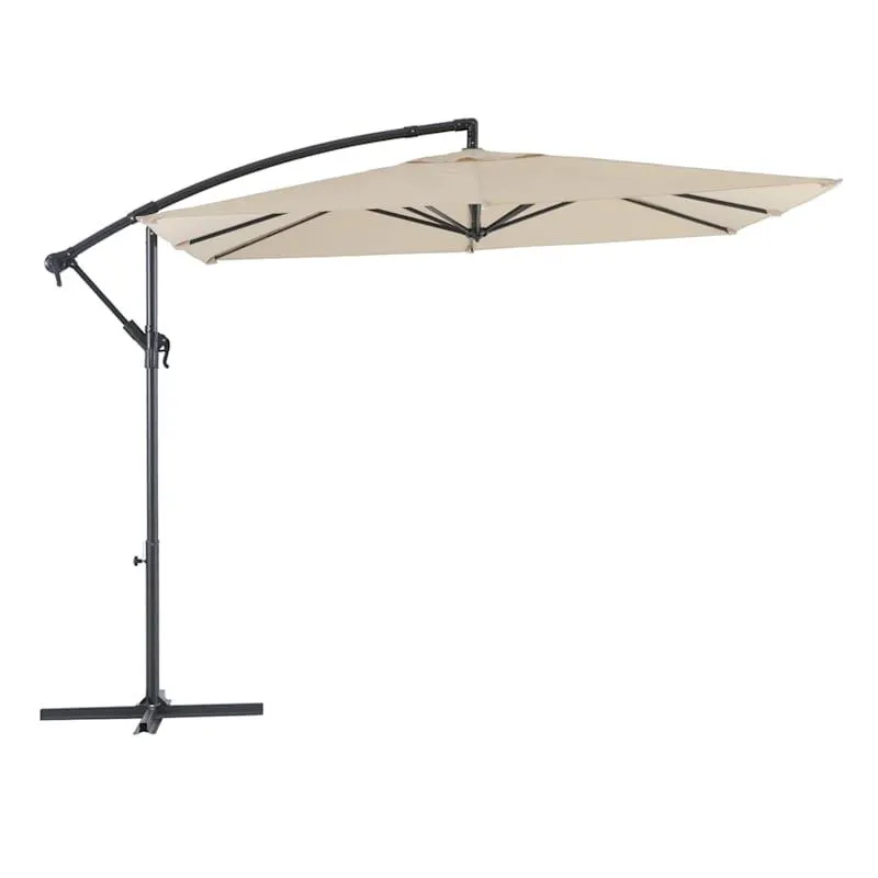 Tan Offset Aluminum Square Outdoor Patio Umbrella, 8'
