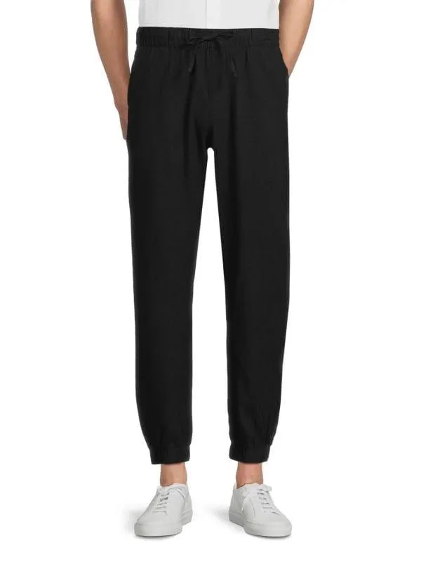 Drawstring Linen-Blend Joggers
