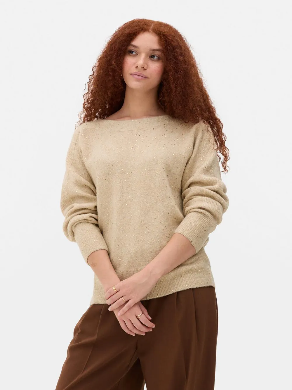 Boat Neck Sparkle Sweater