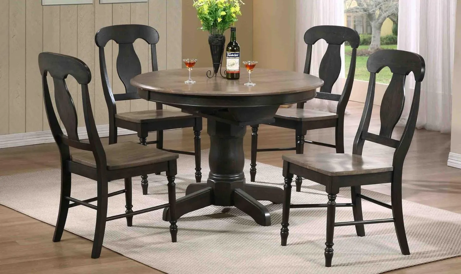 Iconic Furniture Antique Grey Blackstone Napoleon 5pc Round Dining Set