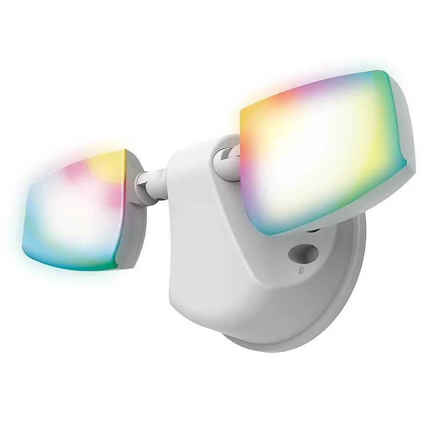 HALO ESF-Wiz 2400-Lumen 28.6-Watt White Line Voltage Bright White Hardwired Smart LED Flood Light