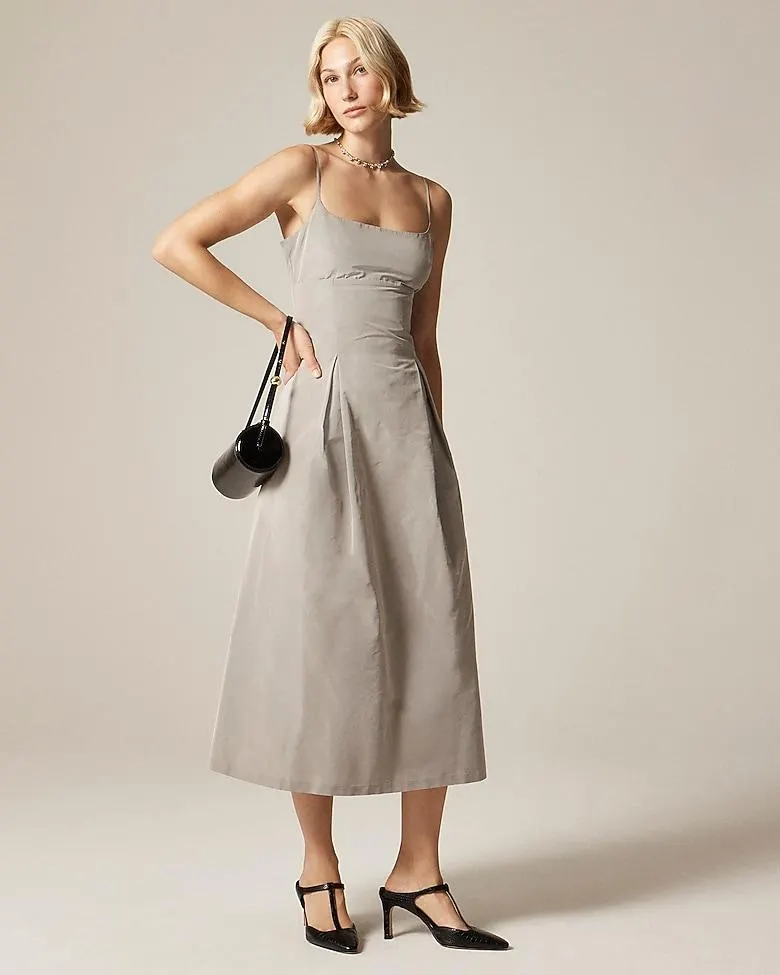 Collection pleated evening dress in taffeta