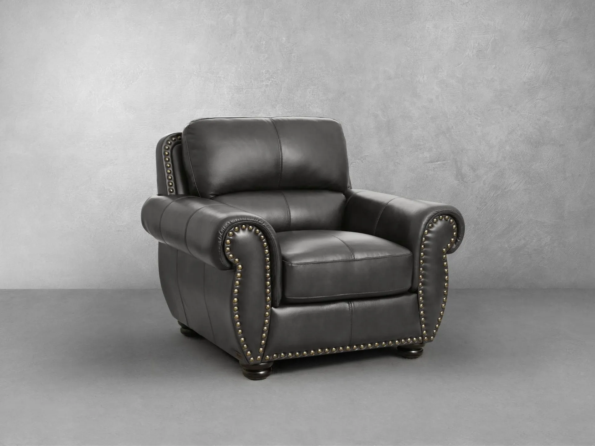 Austin Leather Armchair - Dark Gray