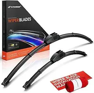 A-Premium Pack of 2 Front Windshield Wiper Blades with Wear Indicator & Towel - Compatible with Genesis G70 2019-2024, GV80 2021-2024, GV60 2023-2024, GV70 2022-2023 - 26" and 18", Hook Connector