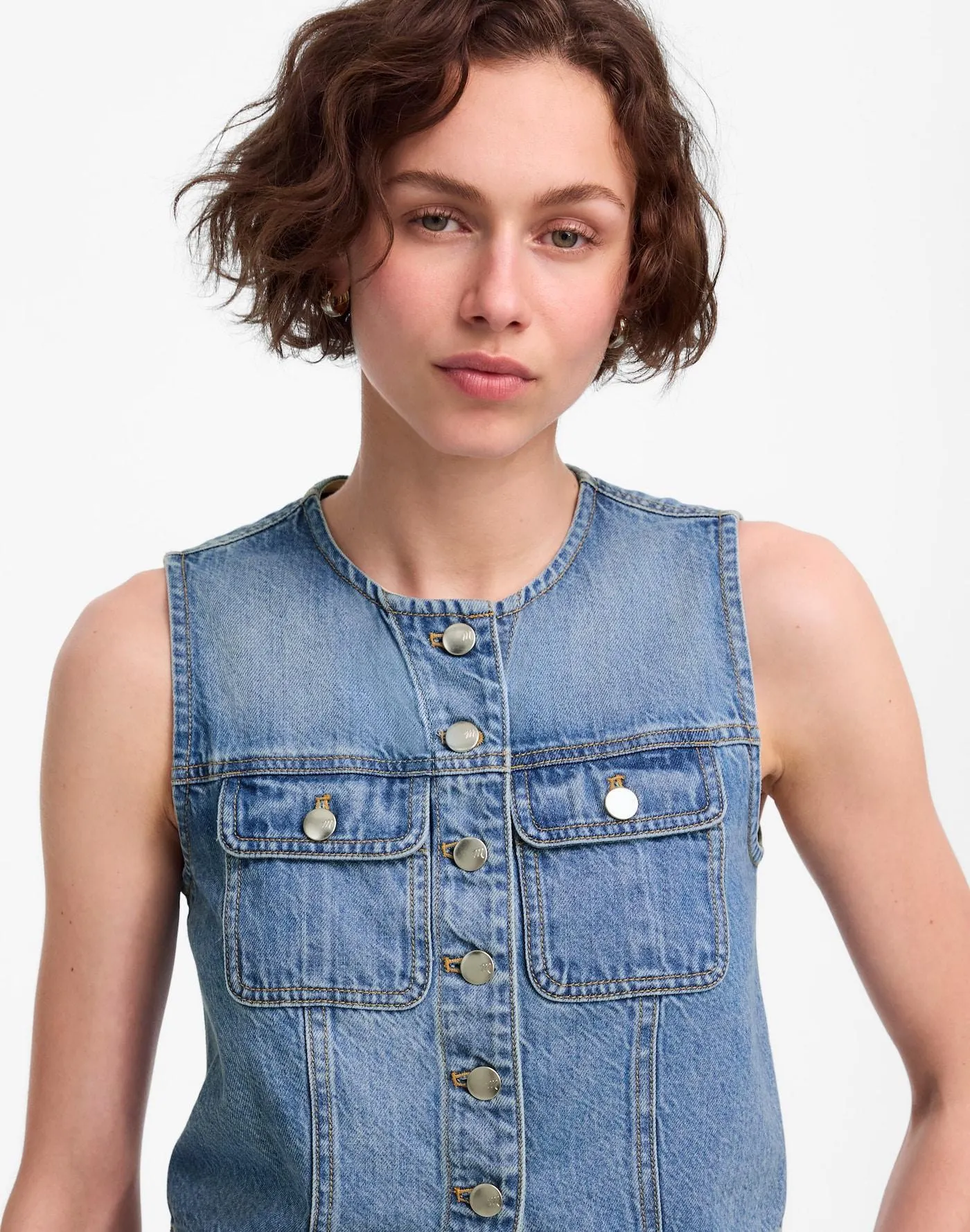 Cropped Denim Vest: Airy Denim Edition