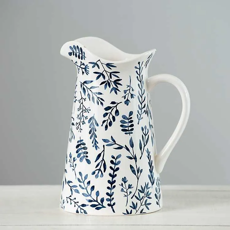 White and Blue Vines Pitcher