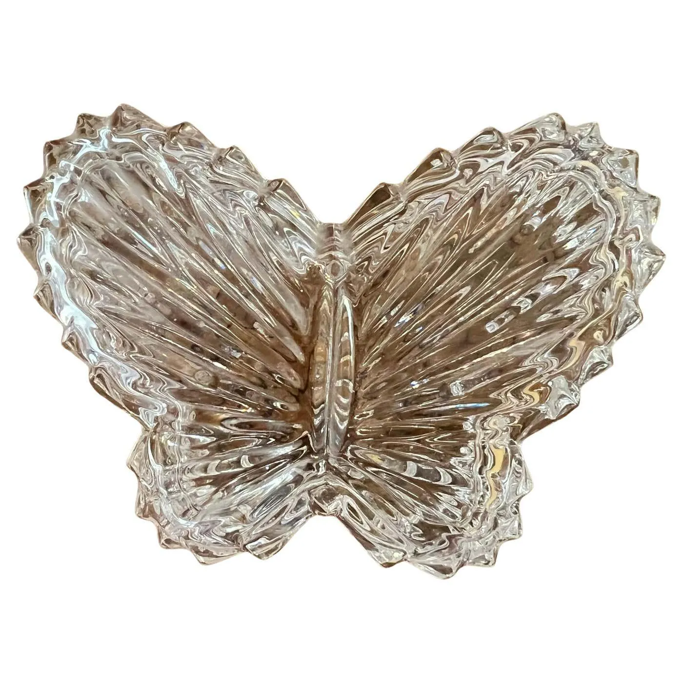 Vintage Glass Cut Butterfly Trinket Box
