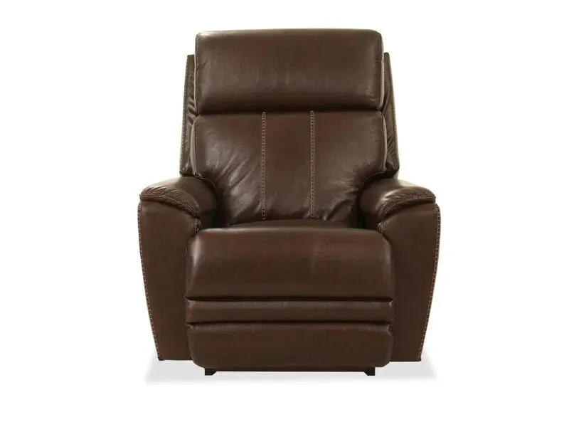Talladega Chestnut Leather Power Rocking Recliner with Headrest & Lumbar