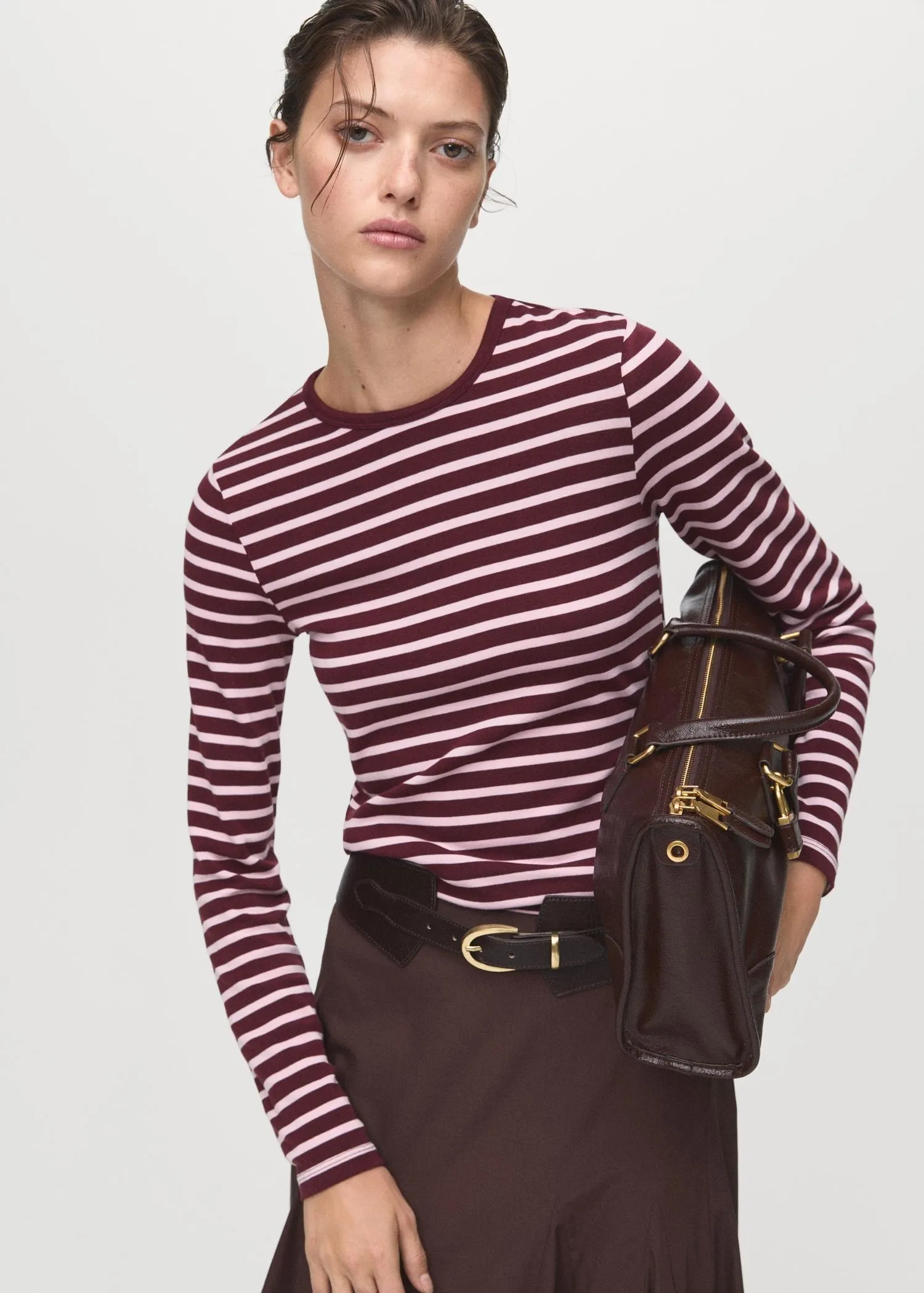 Long-sleeved striped t-shirt