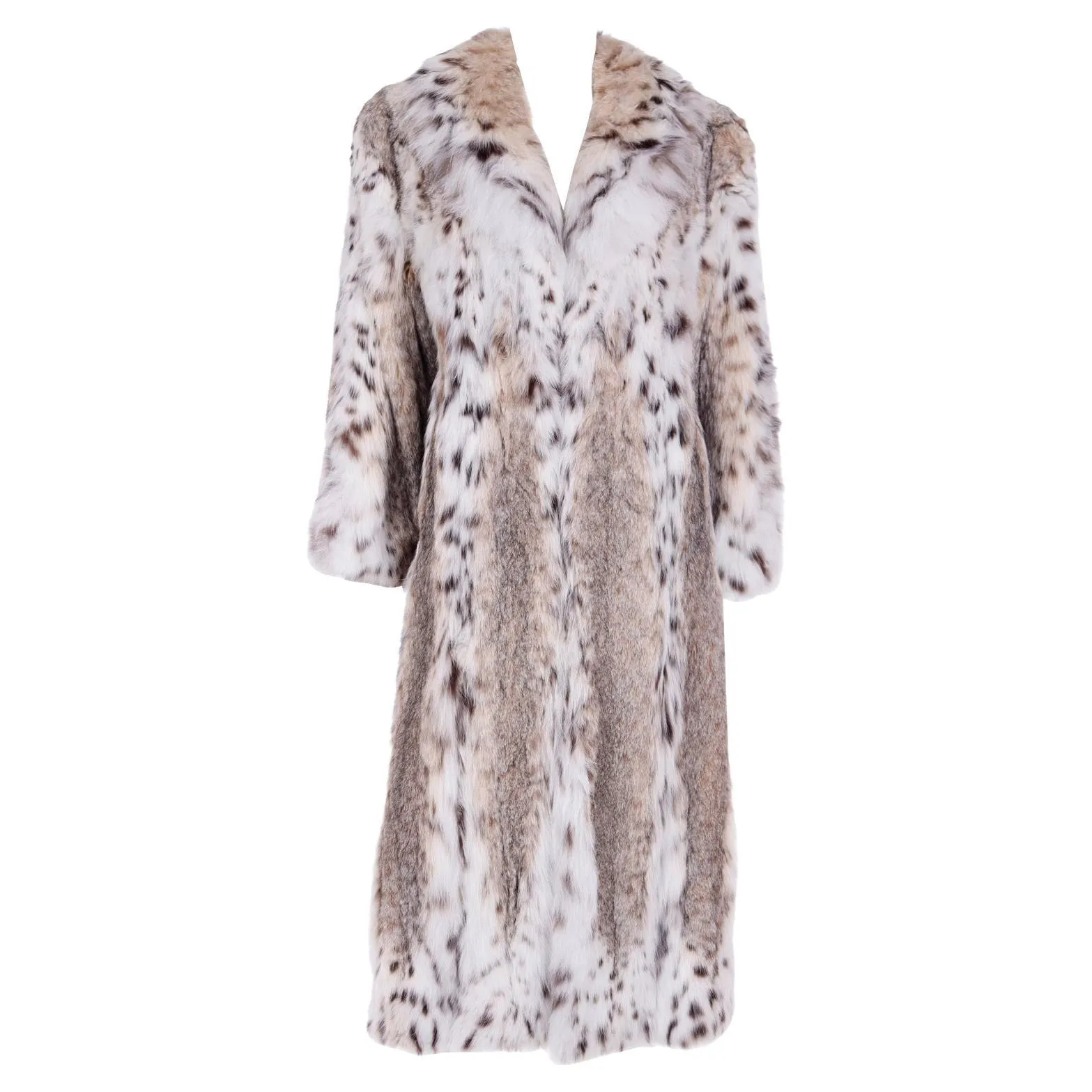 1980s Vintage Lynx Fur Coat With Silk Lining