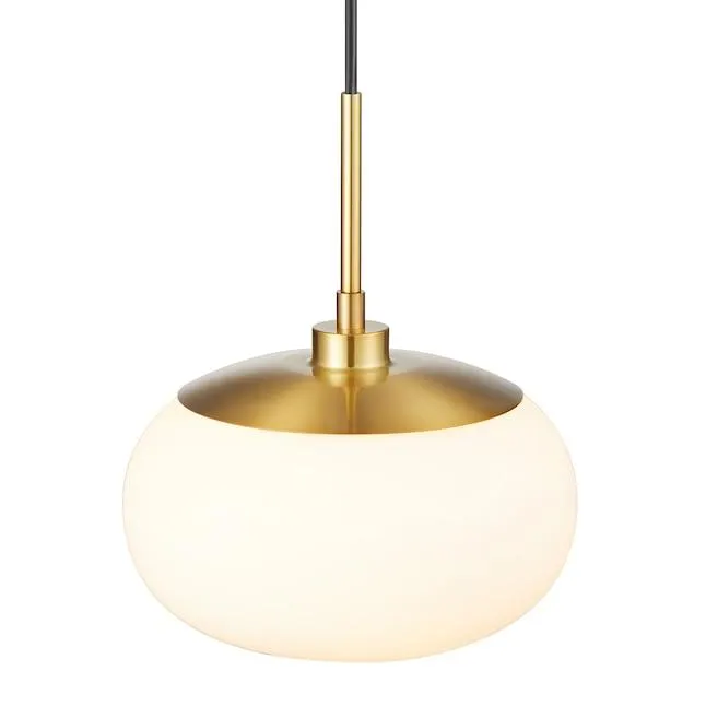 KAWOTI Dome Gold with Opal Glass Modern/Contemporary Opal Glass Globe Medium Hanging Kitchen Island Light