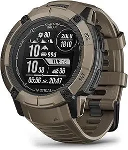 Garmin Instinct 2X Solar - Tactical Edition, Rugged GPS Smartwatch, Built-in Flashlight, Ballistics Calculator, Solar Charging Capability, Coyote Tan
