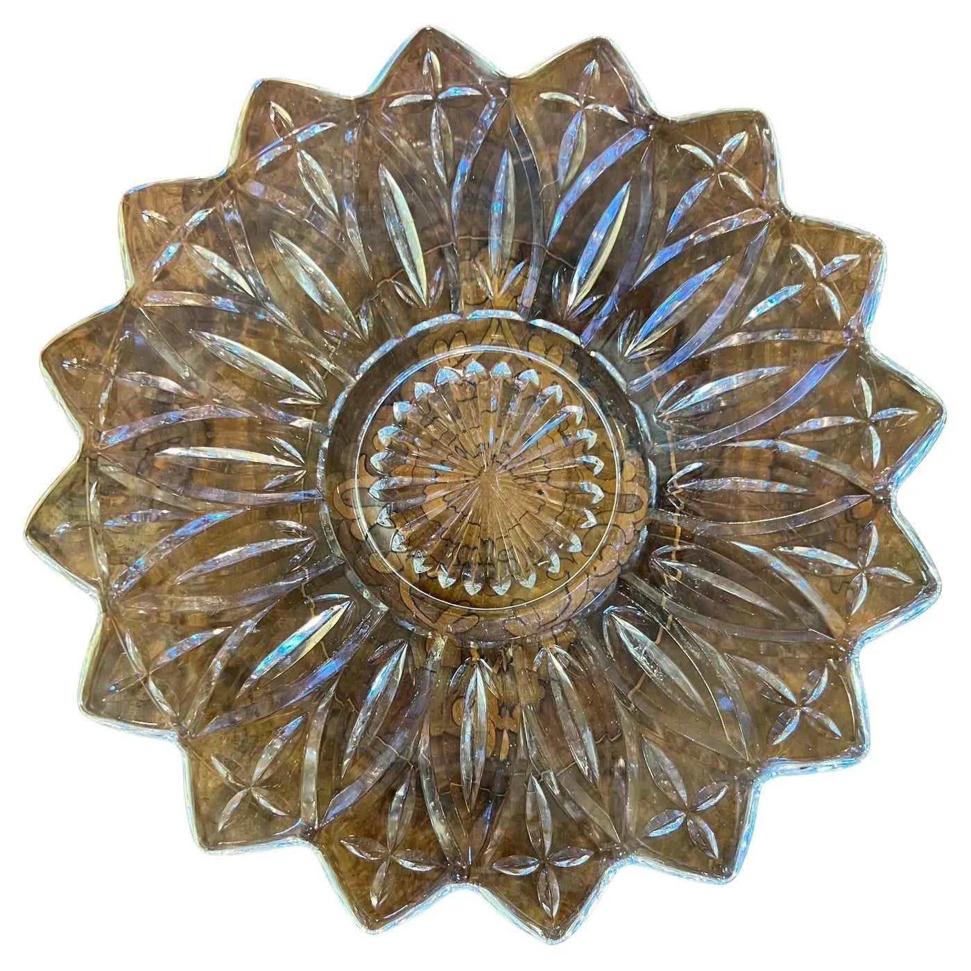 Vintage Federal Pressed Petal Glass Serving Dish