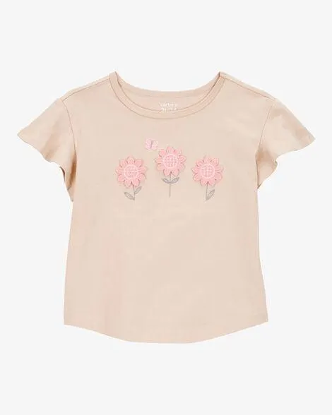 Baby Floral Short-Sleeve Top - Tan