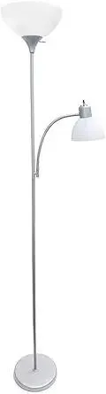 Simple Designs LF2000-SLV Mother-Daughter Floor Lamp with Reading Light, Silver