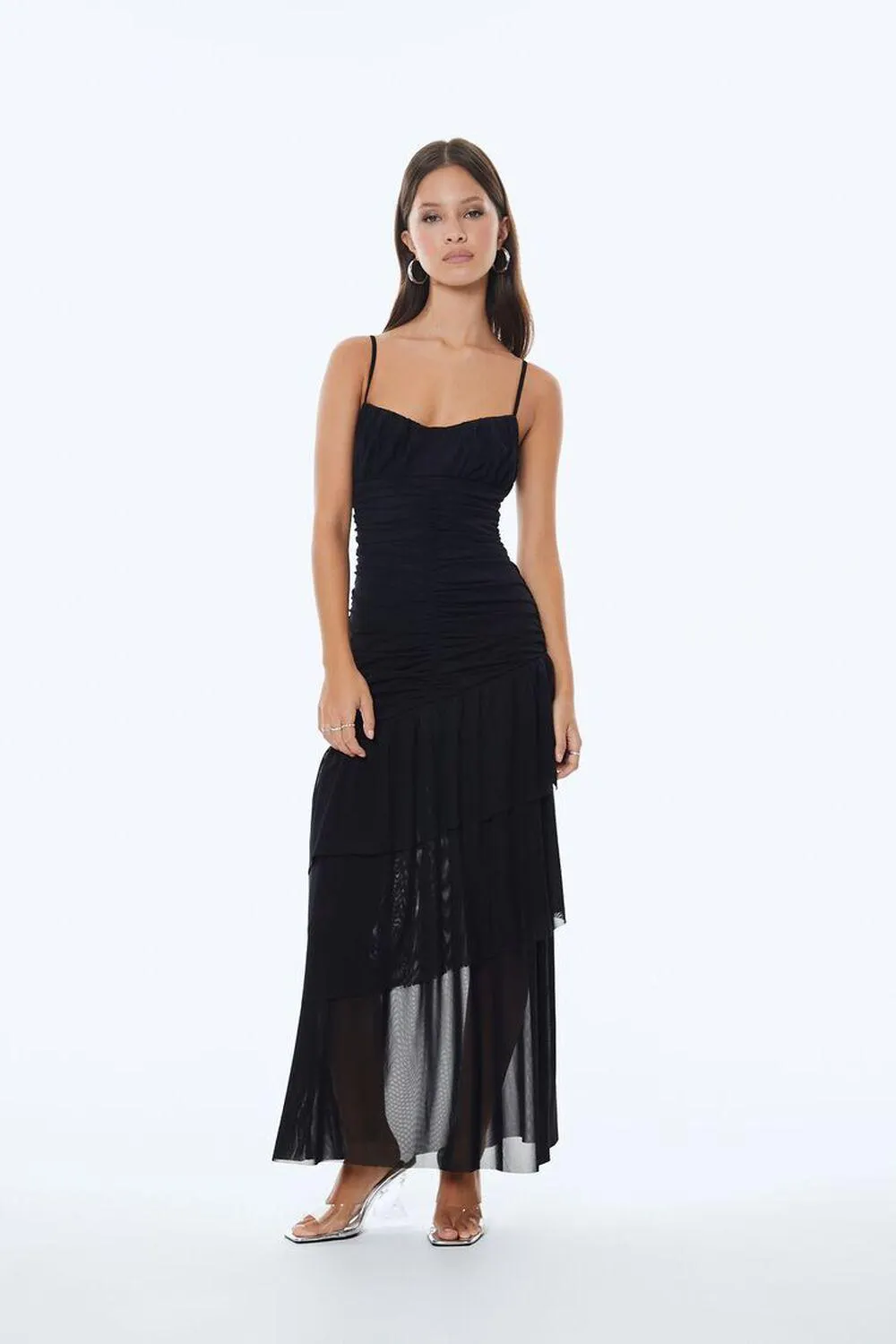 Tiered Ruched Maxi Dress