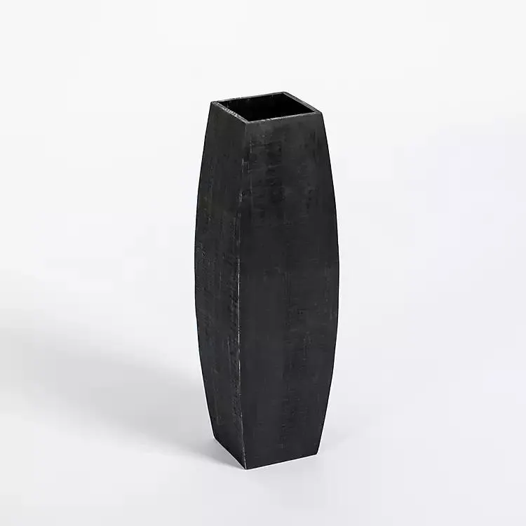 Black Wood Oblong Floor Vase, 24 in.