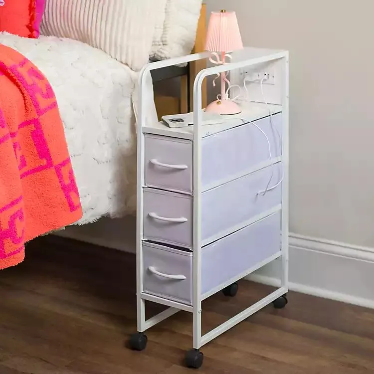 White Charging Storage Rolling Cart