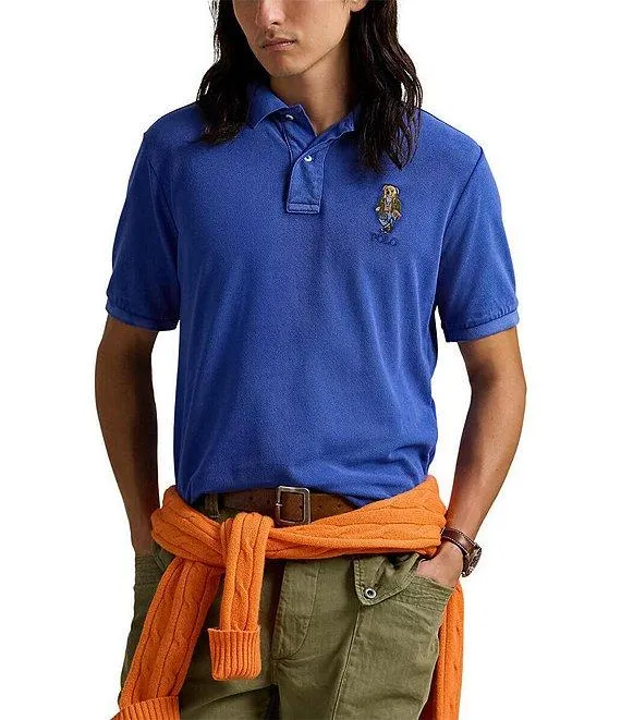 Classic Fit Explorer Bear Mesh Short Sleeve Polo Shirt