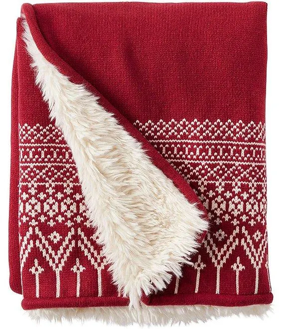 1912 Heritage Fair Isle Knit Faux Fur Cozy Throw