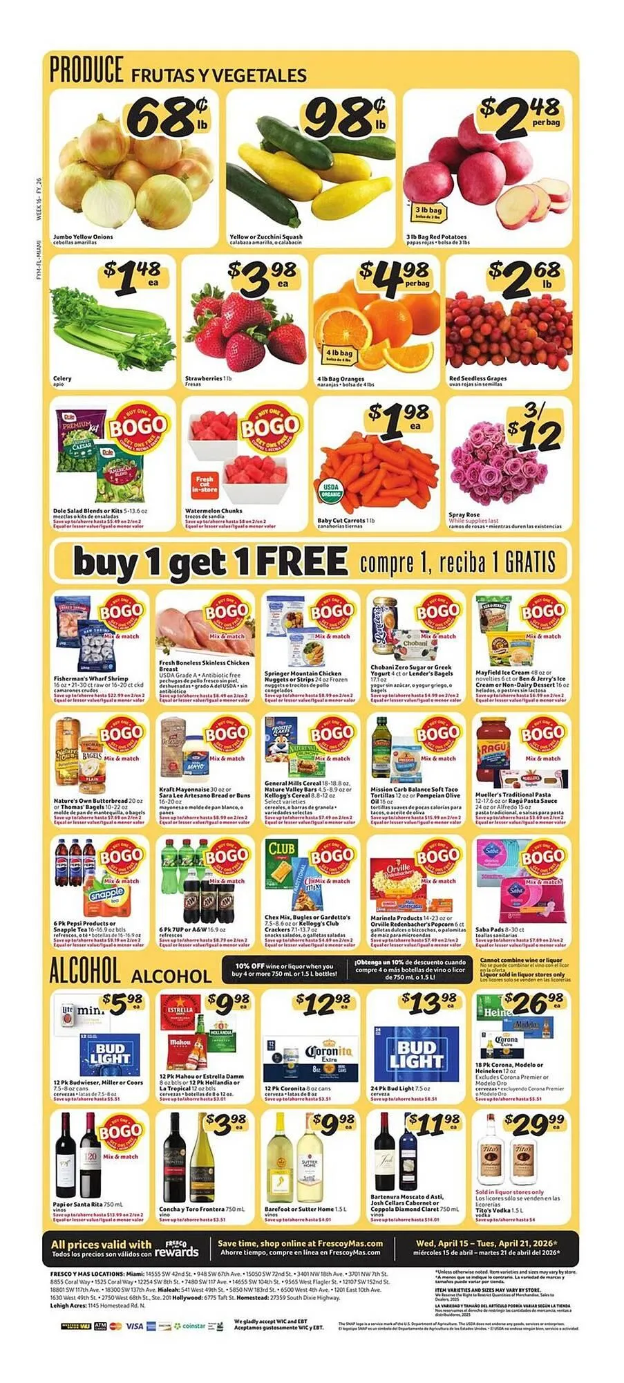 Weekly promotion Fresco y Más weekly ad spanning from April 15 to April 21 2026 - Page 4 for Catalogue 365