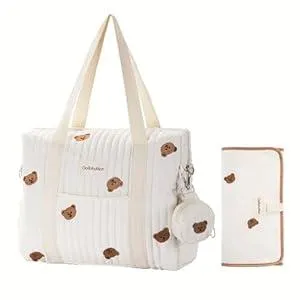 Large Diaper Bag Tote, Maternity Travel diaper tote, Multifunction baby bag, Baby Nappy Bags, Messenger bag (Medium - Bears)