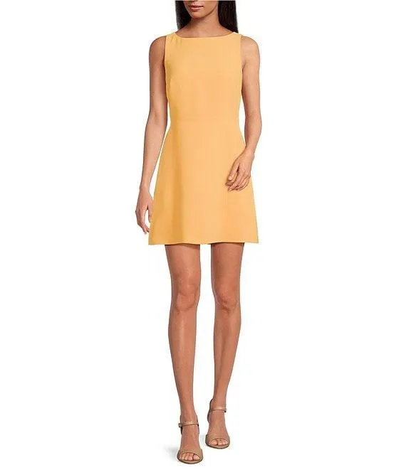 Charlotte Crepe Boat Neck Sleeveless A-Line Dress