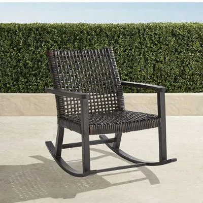 Isola Rocking Chair in Black Aluminum & Black Walnut Wicker