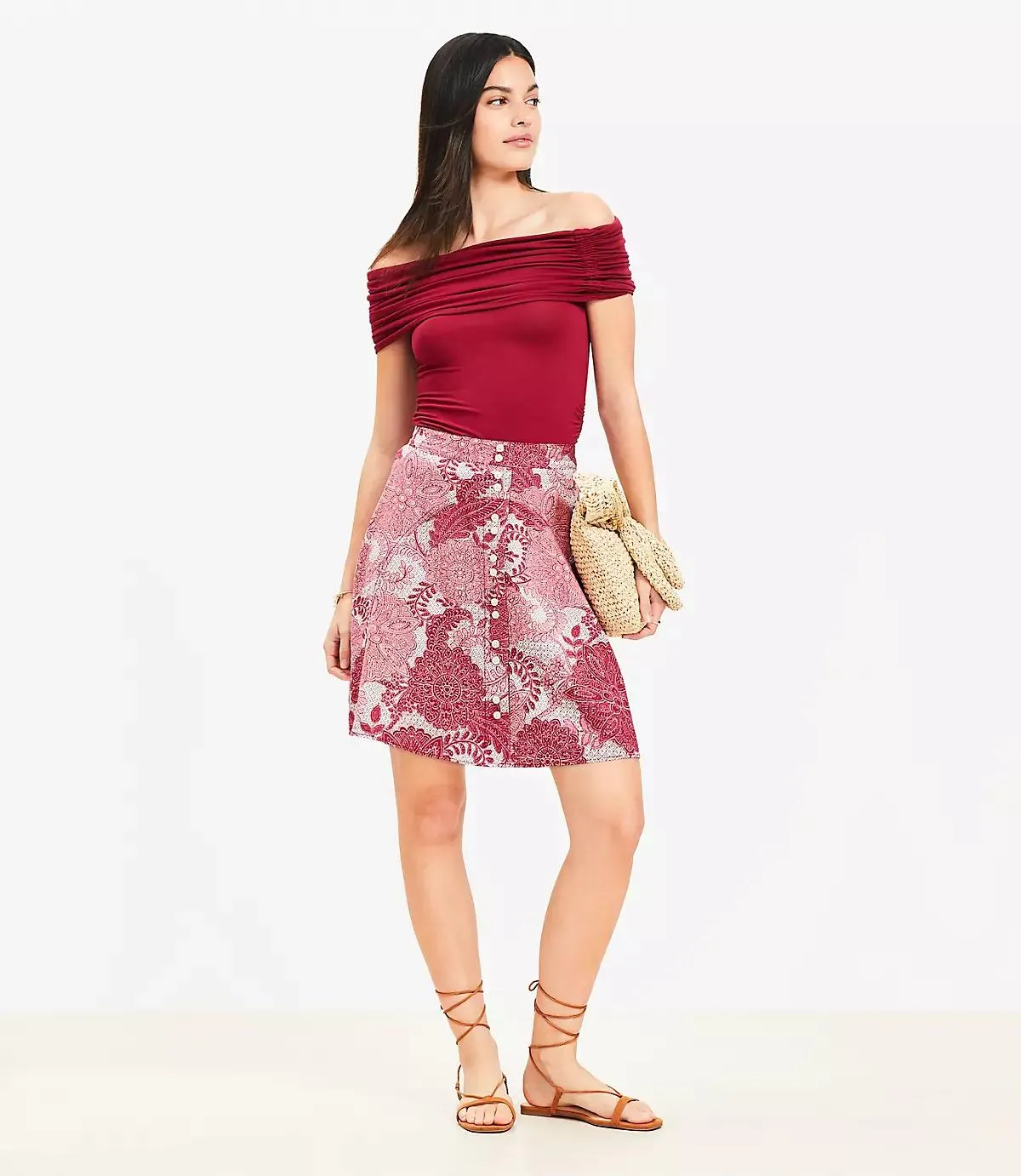 Floral Button Mini Skirt