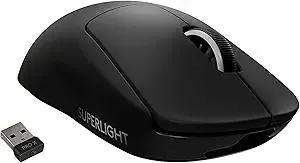 Logitech G PRO X Superlight Wireless Gaming Mouse, Ultra-Lightweight, Hero 25K Sensor, 25,600 DPI, 5 Programmable Buttons, Long Battery Life, Compatible with PC/Mac - Black (Renewed)