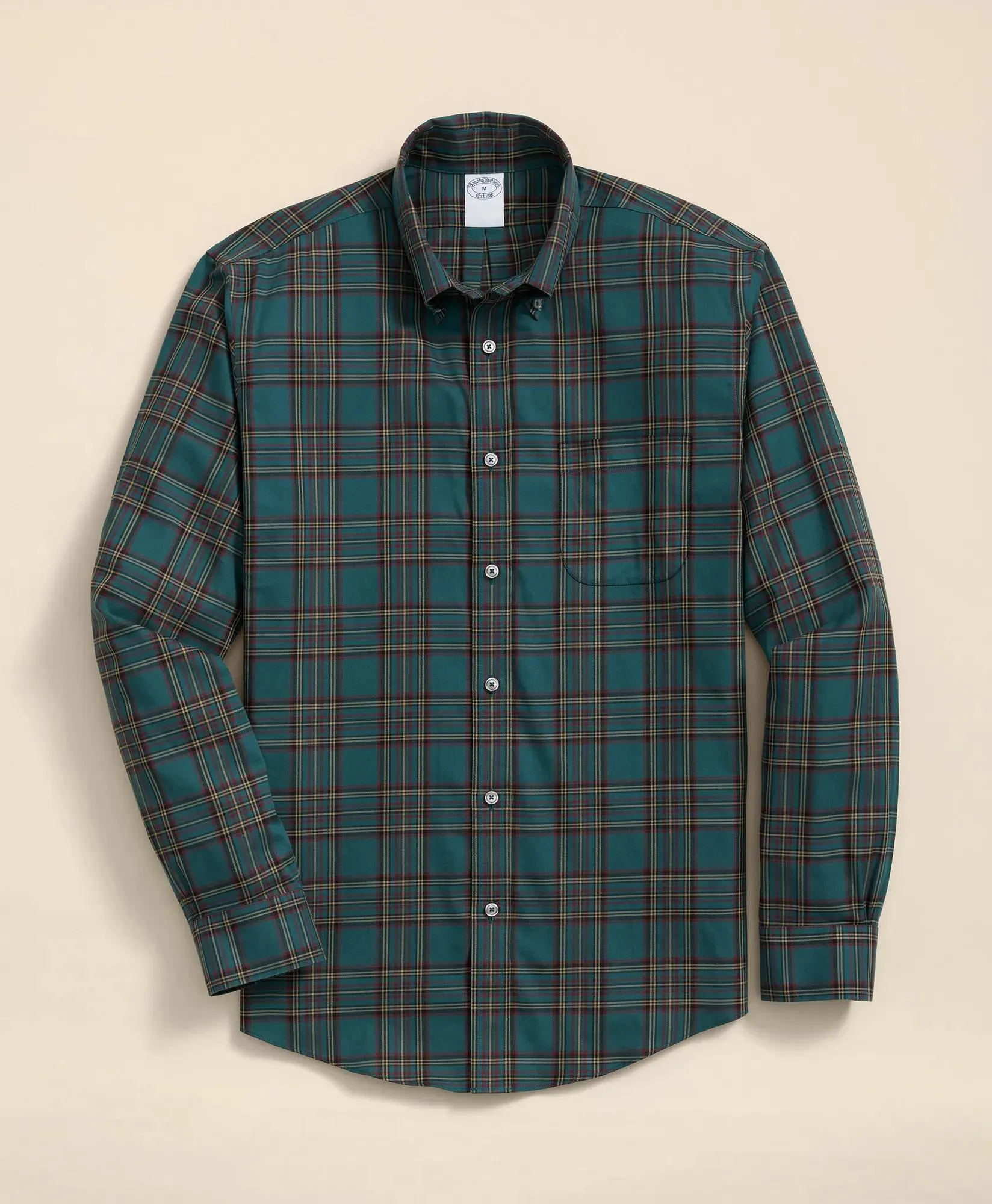 Stretch Supima ® Cotton Non-Iron Twill Polo Button Down, Plaid Sport Shirt