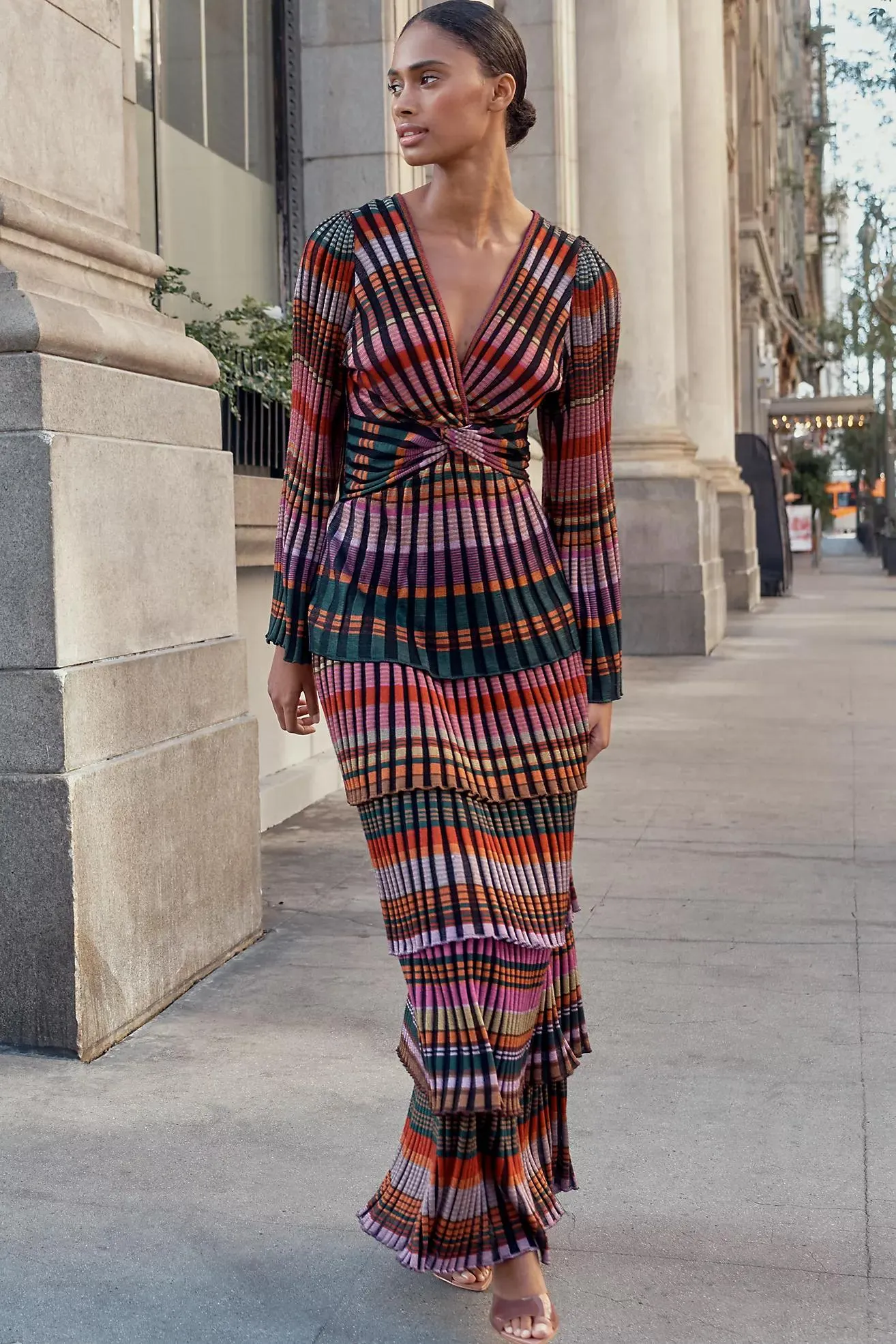 Cecilia Prado Deep V Tiered Maxi Dress