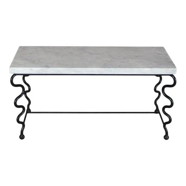 Serpentine' Coffee Table With Carrara Marble Top