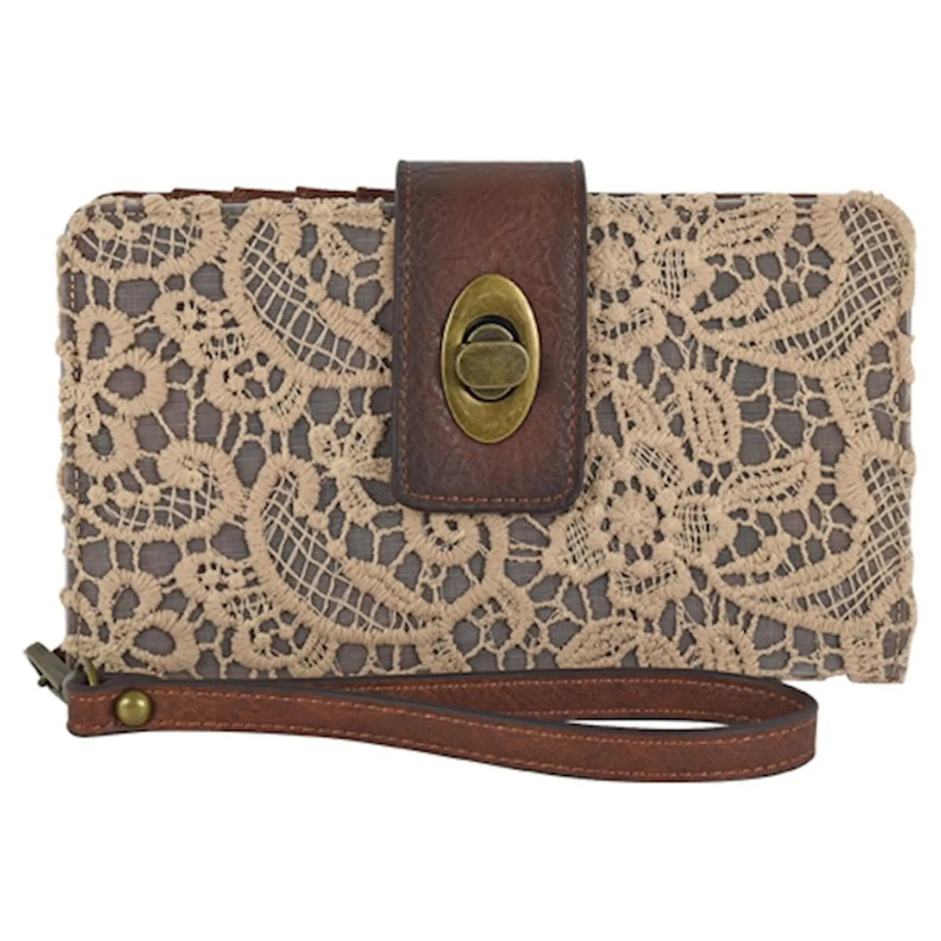 Trenditions Justin Burnished Brown w/Lace Overlay Wallet