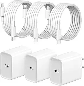 iPhone Fast Charger 3+3Pack 20W USB C Wall Charger with 6FT Fast Charging Cable Compatible with iPhone 14/13/12/11/Pro/Pro Max