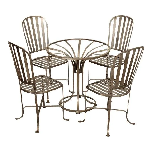 Late 20th Century Industrial Stainless Steel Dining or Bistro Set - Set of 5