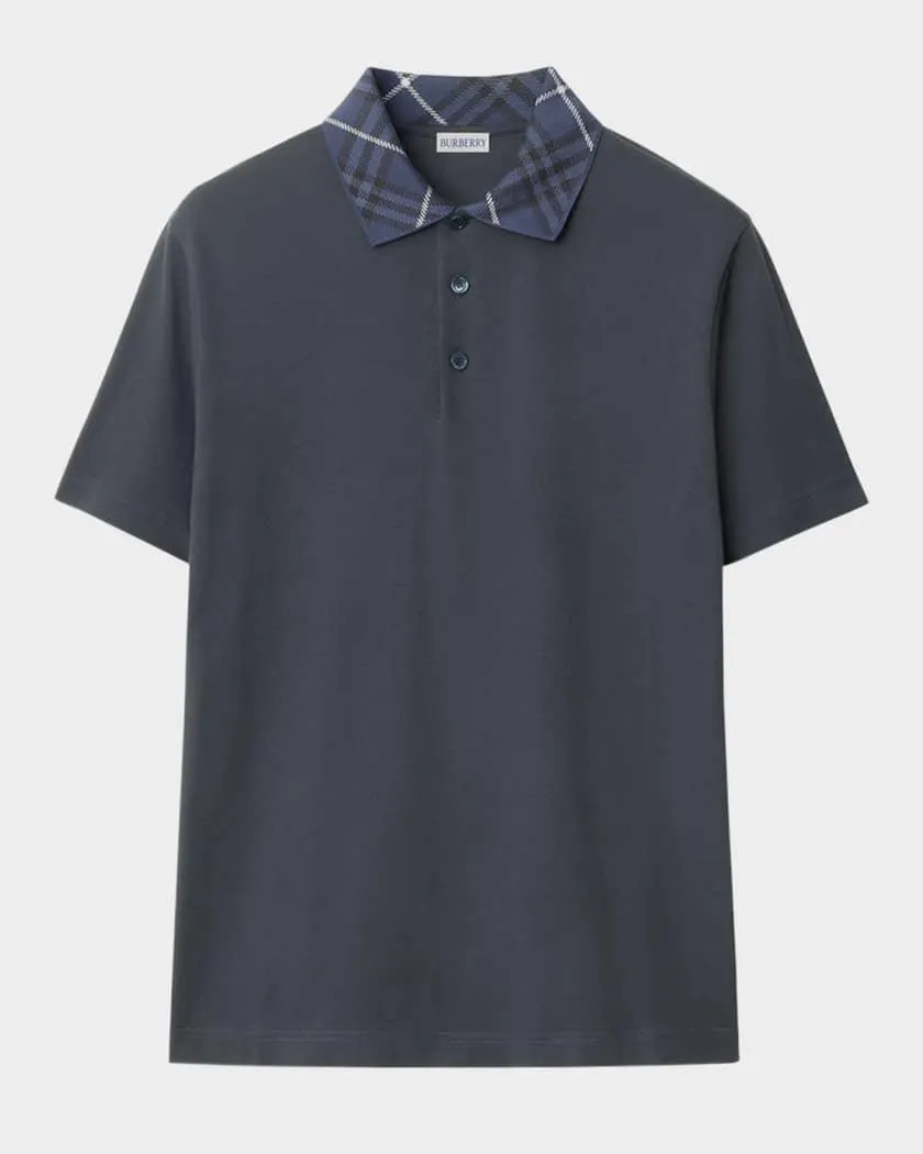 Men's Check-Collar Polo Shirt