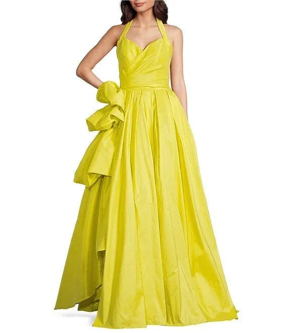 Taffeta Sweetheart Halter Neck Sleeveless Side Ruffle A-Line Ball Gown