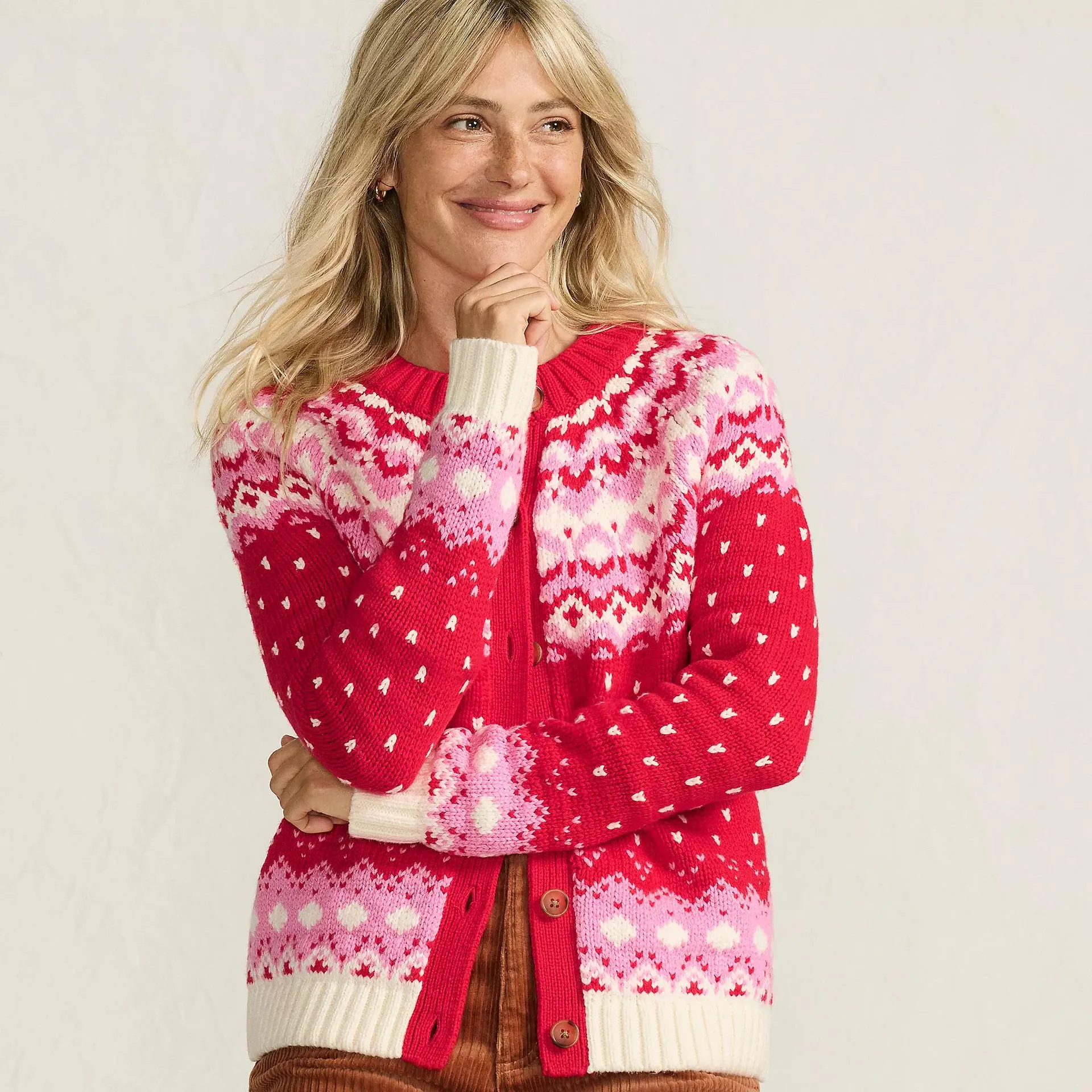 Women's Lofty Birdseye Fair Isle Cardigan Sweater