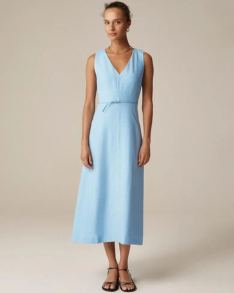 Mathilde V-neck dress in luster canvas