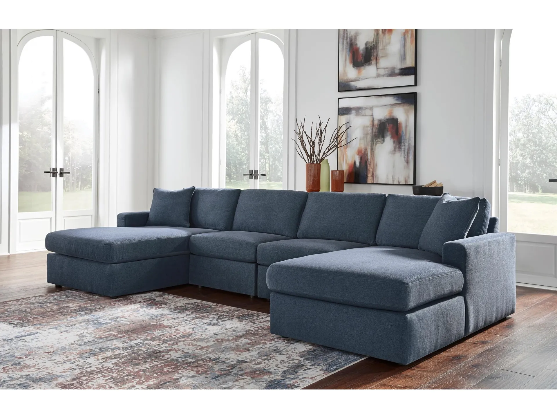 Modmax 4-Piece Modular Next-Gen Nuvella™ Performance Fabric Double Chaise Sectional
