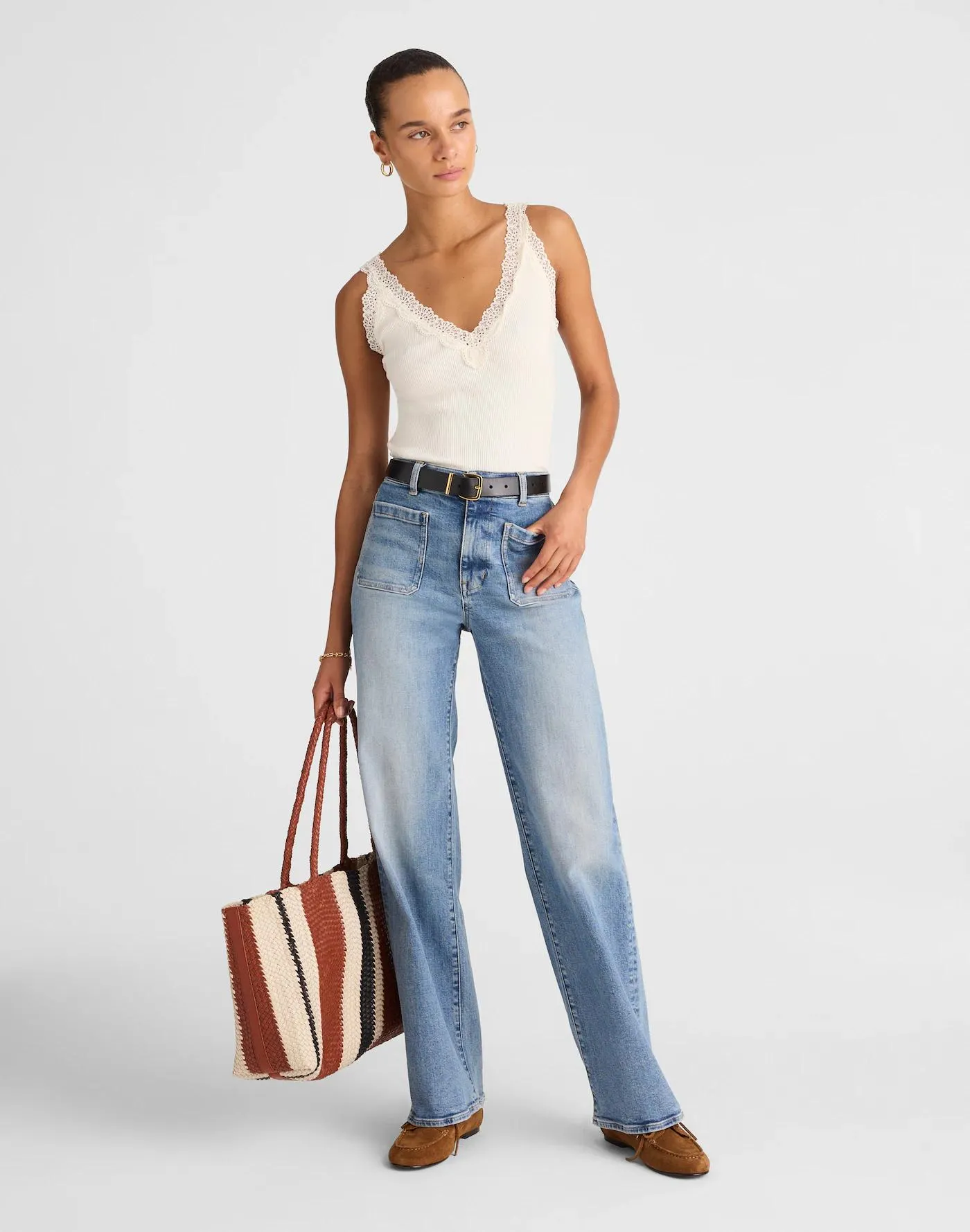The Emmett Wide-Leg Full Length Jean: Patch Pocket Edition
