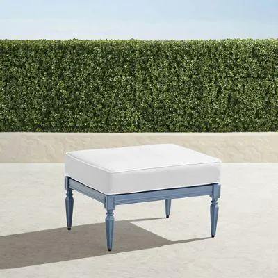 Avery Ottoman with Cushion in Moonlight Blue Aluminum