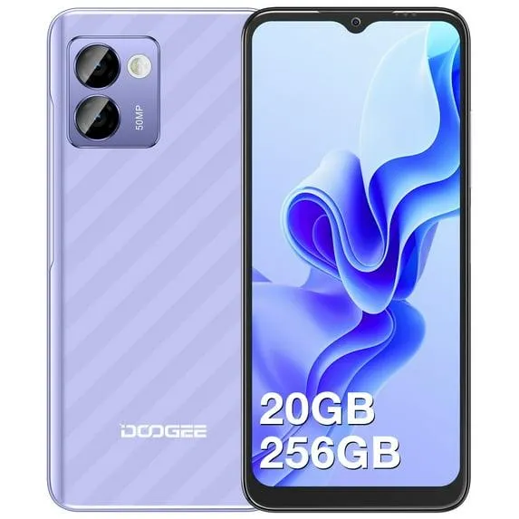 DOOGEE N50 PRO Cell Phone, Android 13 Smartphone, 20GB+256GB(1TB TF), 6.52" HD+, 50MP AI Camera Android Phone, 18W Fast Charge, 4200mAh Battery Mobile Phones, Face Unlock/OTG