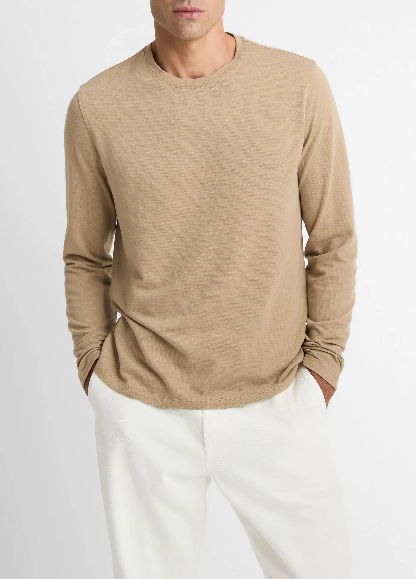 Birdseye Jacquard Pima Cotton Long-Sleeve T-Shirt